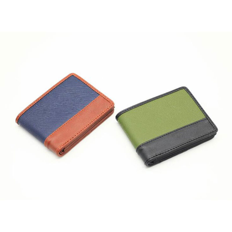 Dompet Saffiano Bifold Warna dengan Piping Edge untuk Lelaki